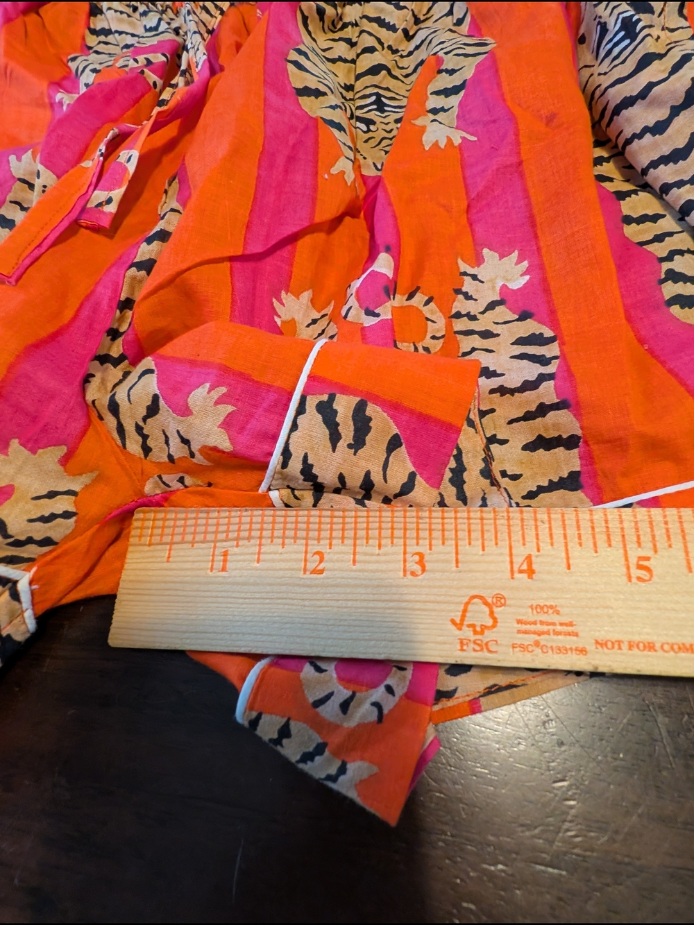 Soothe Our Souls Tibetan Tiger Organic Cotton PJ Set Pink & Orange, Women's L - Picture 3 of 9